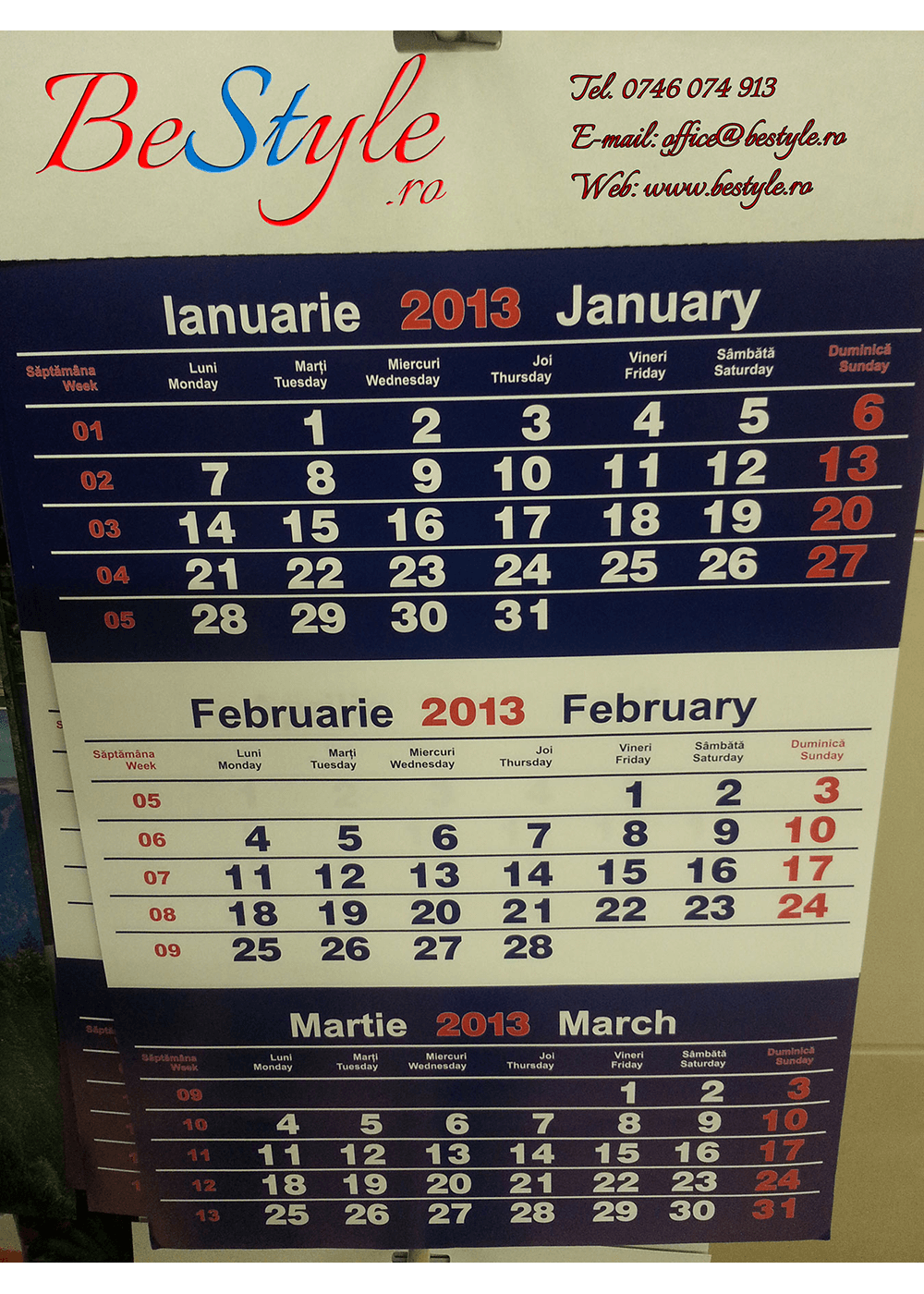 Calendar general triptic 2025 de perete CAL G05