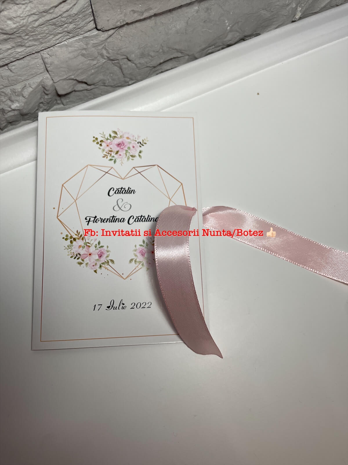 Invitatie nunta BSIN70 cu fundita