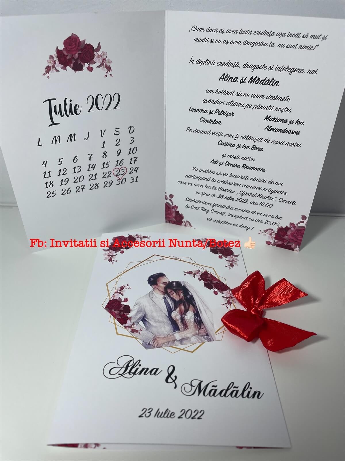 Invitatie nunta BSIN071 cu fundita