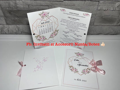Invitatie nunta BSIN070 cu fundita