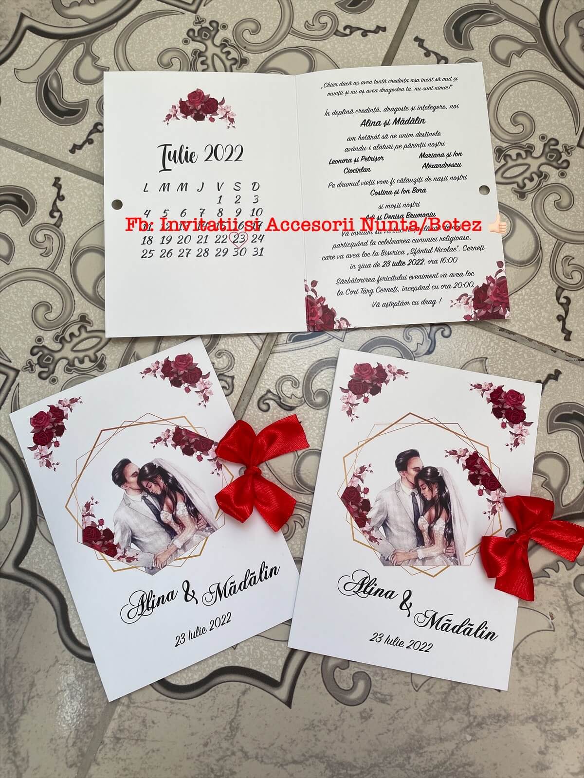 Invitatie nunta BSIN071 cu fundita
