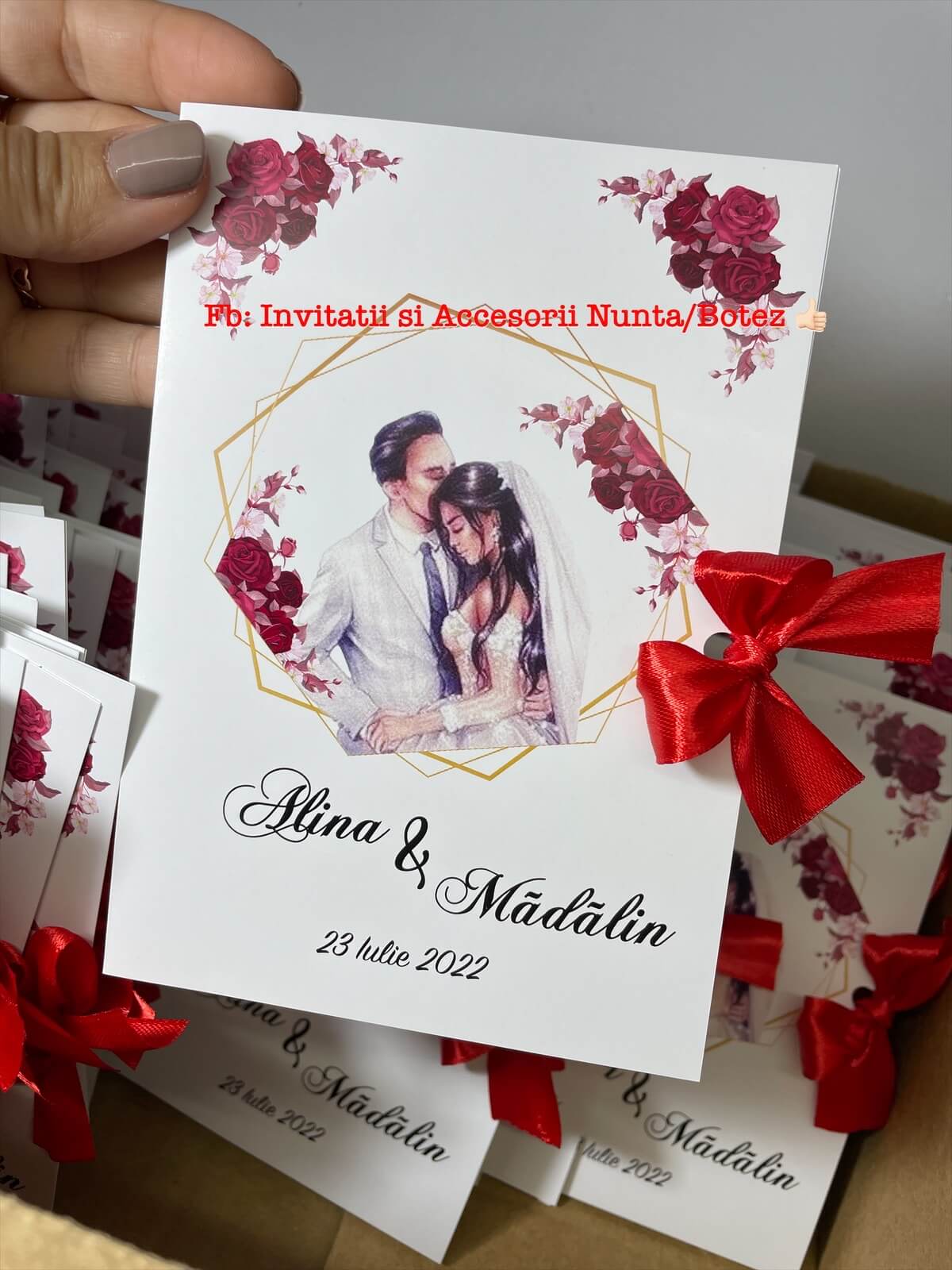 Invitatie nunta BSIN071 cu fundita