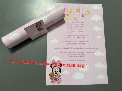 Invitatie botez BSIB015 - Baby Minnie Mouse