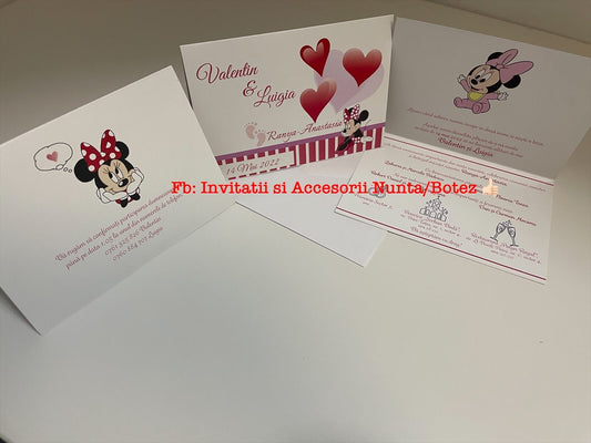 Invitatie 2 in 1 BSIB10 Minnie Mouse