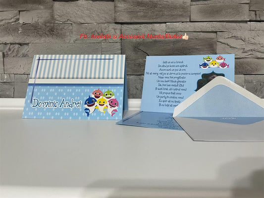 Invitatie botez BSIB012 - Baby Sharks
