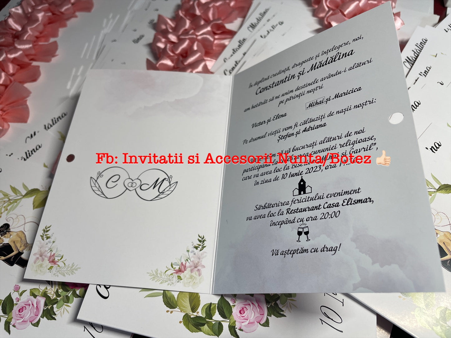 Invitatie nunta BSIN83 cu fundita