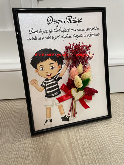 Tablou cu buchet din flori uscate 15/20 cm - 01