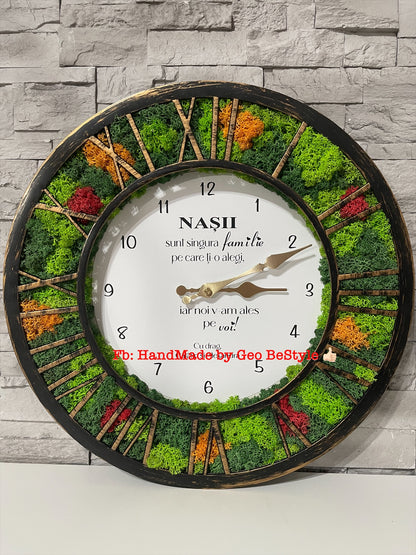Ceas de perete cu licheni personalizat pentru nasi 02