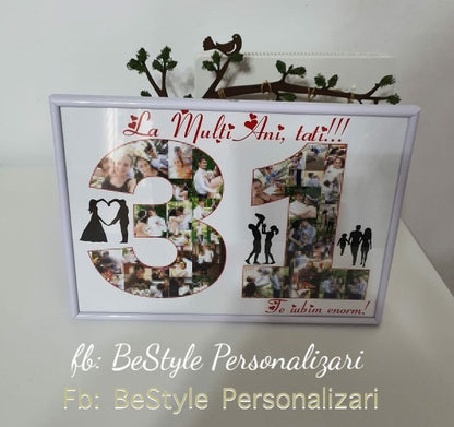 Tablou personalizat cu fotografii in forma varstei - format A4