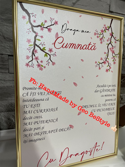 Tablou personalizat cu mesaj pentru persoanele dragi, A4