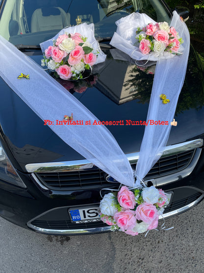 Decor masina miri si nasi cu trandafiri 01