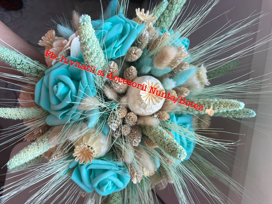 Buchet mireasa sau nasa cu flori uscate 07