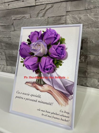 Tablou personalizat cu buchet din trandafiri de sapun