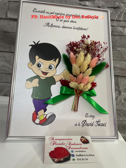 Tablou cu buchet din flori uscate A4 - 01