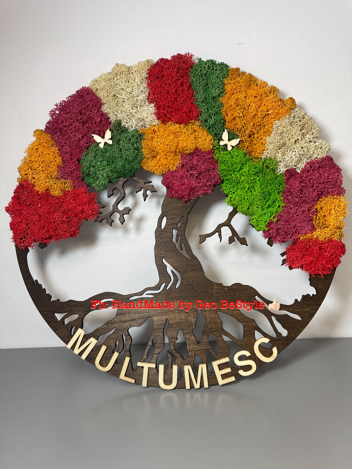 Copacul vietii cu licheni de 30 cm, mesaj de Multumesc