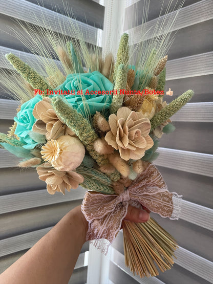 Buchet mireasa sau nasa cu flori uscate 07