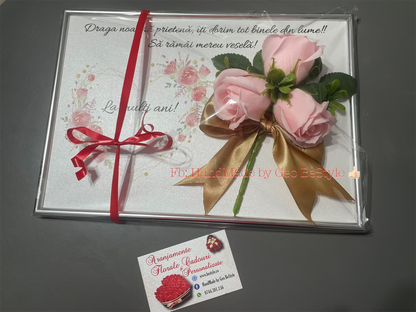 Tablou personalizat A4 cu buchet din trandafiri de sapun 01