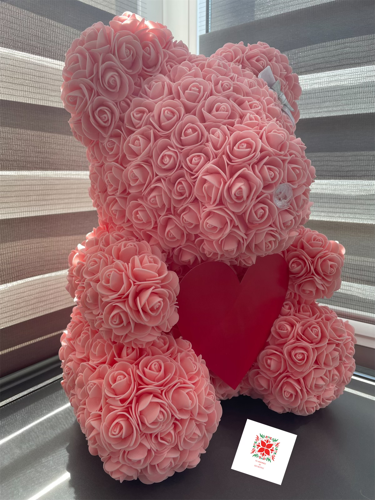 Ursulet 3D din trandafiri de spuma de 38 cm