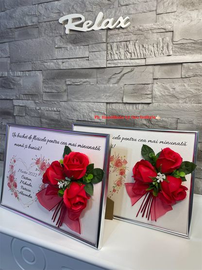 Tablou personalizat A4 cu buchet din trandafiri de sapun 01