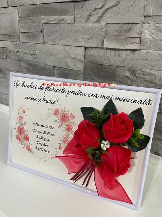Tablou personalizat A4 cu buchet din trandafiri de sapun 01