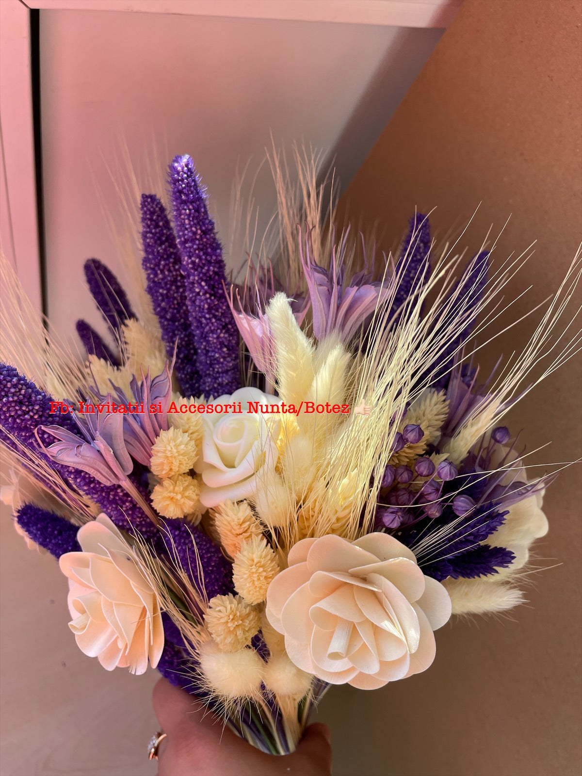 Buchet mireasa sau nasa cu flori uscate 06