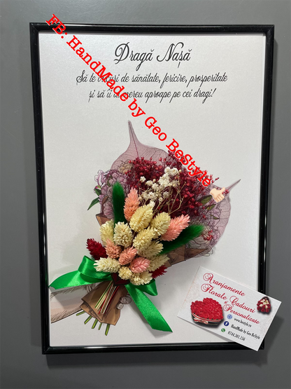 Tablou cu buchet din flori uscate A4 - 01