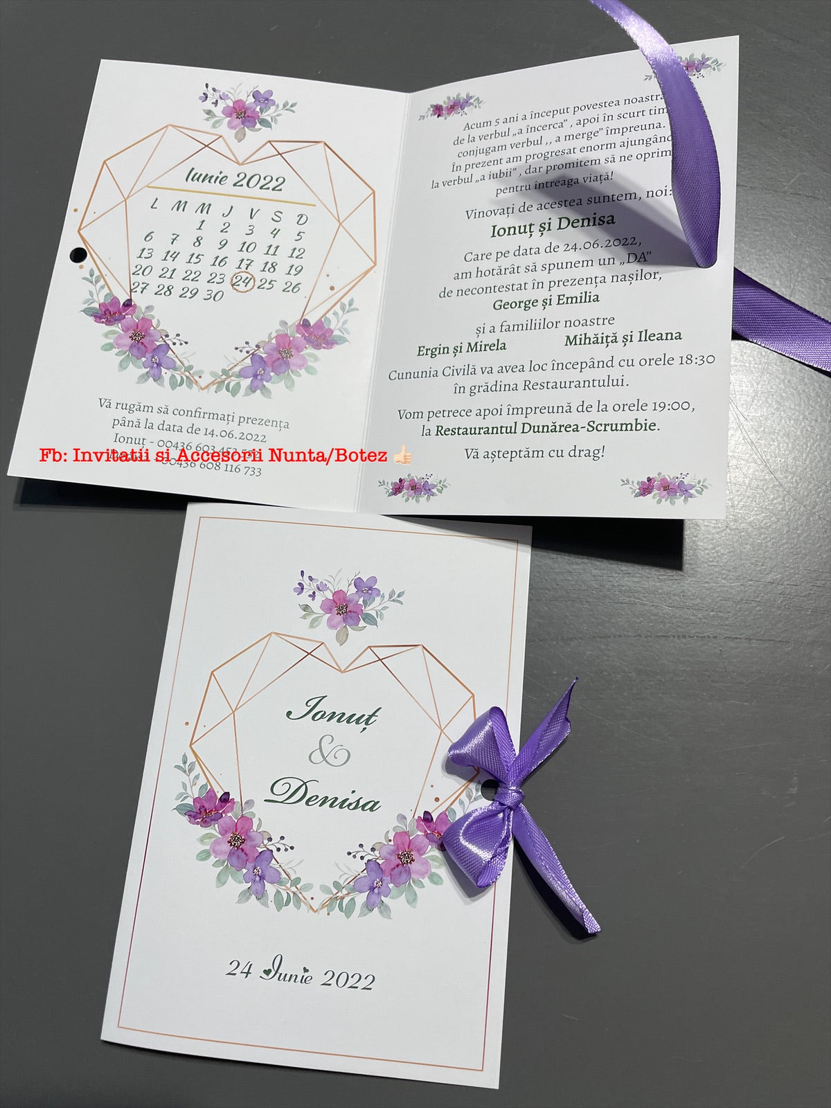 Invitatie nunta BSIN47 cu fundita