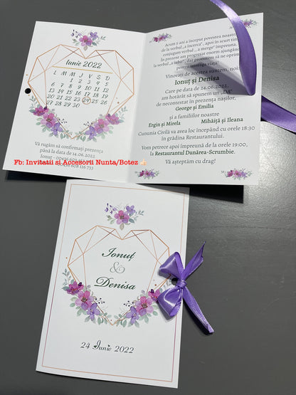 Invitatie nunta BSIN047 cu fundita
