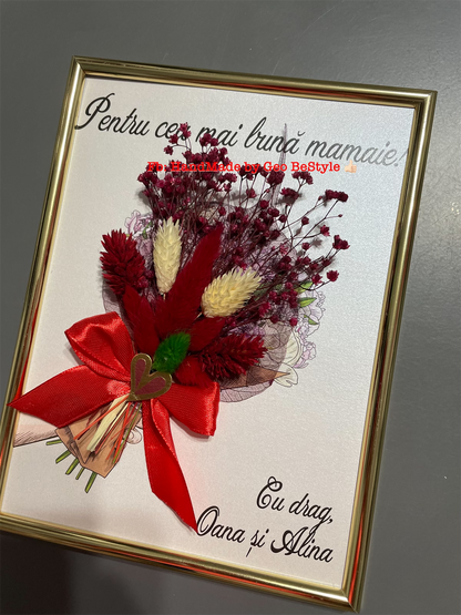 Tablou cu buchet din flori uscate 15/20 cm - 01