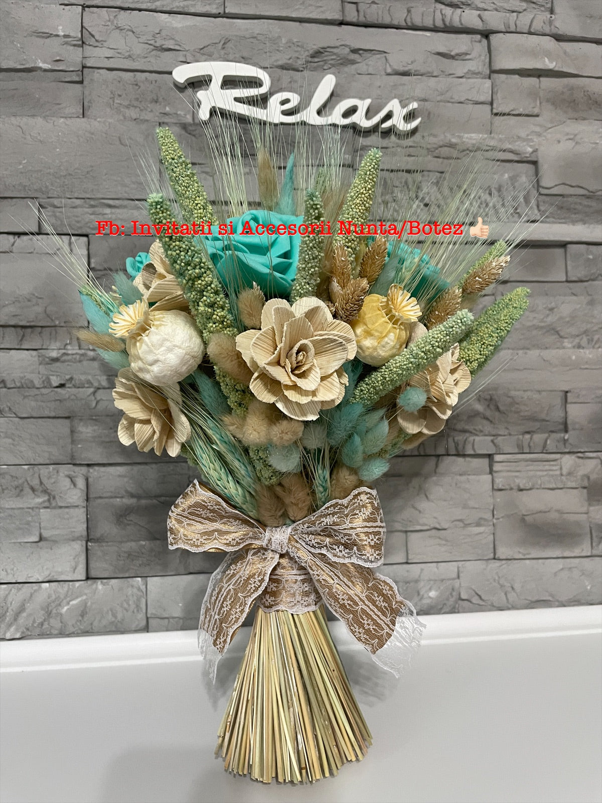 Buchet mireasa sau nasa cu flori uscate 07