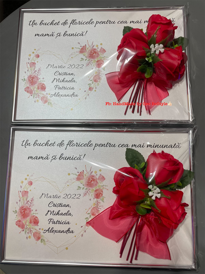 Tablou personalizat A4 cu buchet din trandafiri de sapun 01