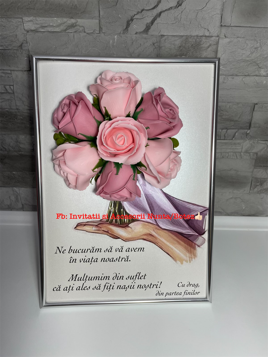 Tablou personalizat cu buchet din trandafiri de sapun