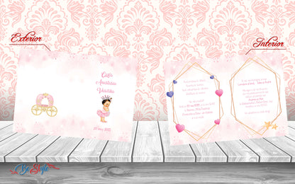 Invitatie botez BSIB023 - Princess carriage