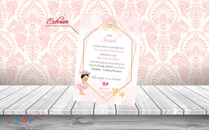 Invitatie botez BSIB028 - Princess carriage